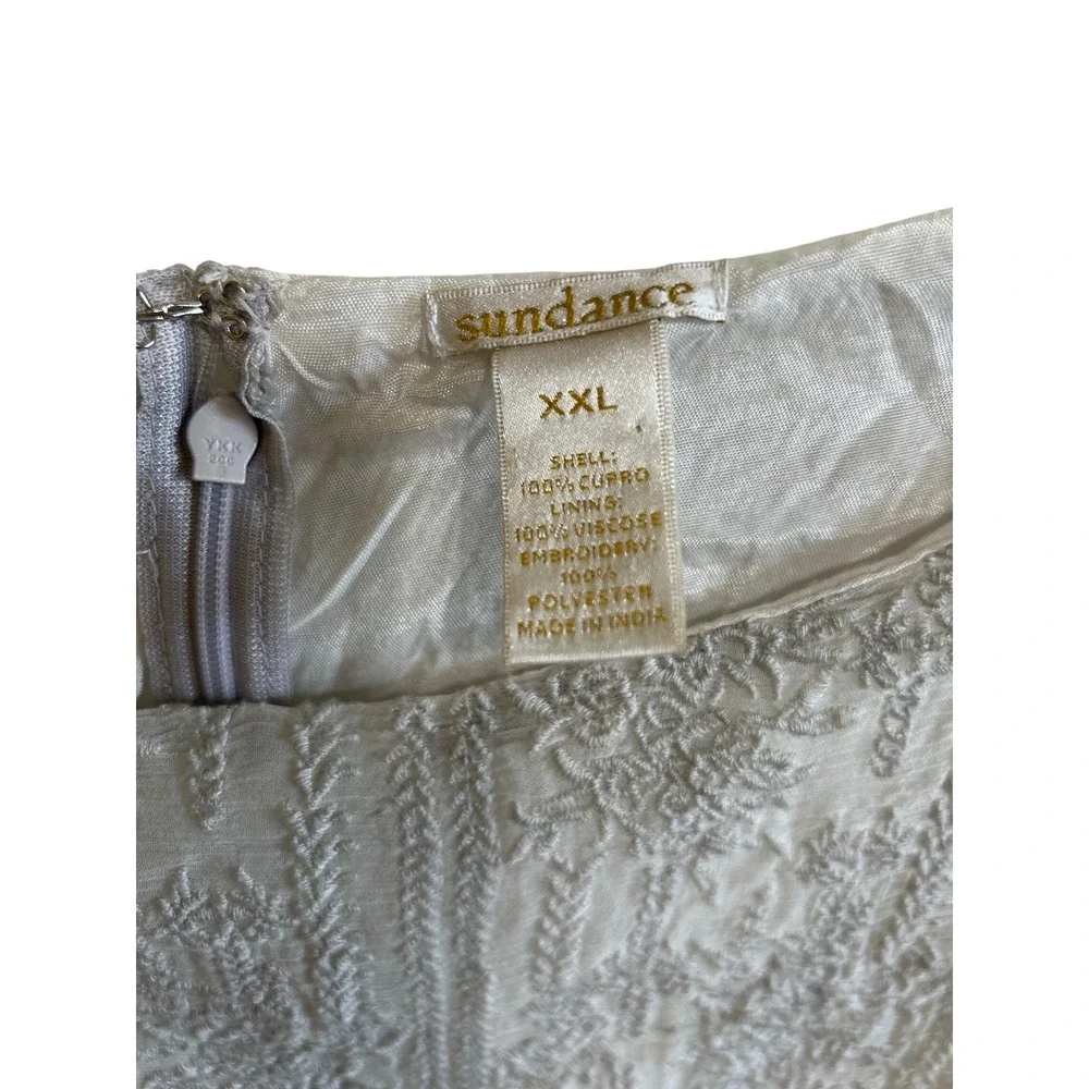 Sundance Catalog Silver Gray Emma‎ Graceful Dress embroidery poet sleeves XXL - Picture 3 of 5
